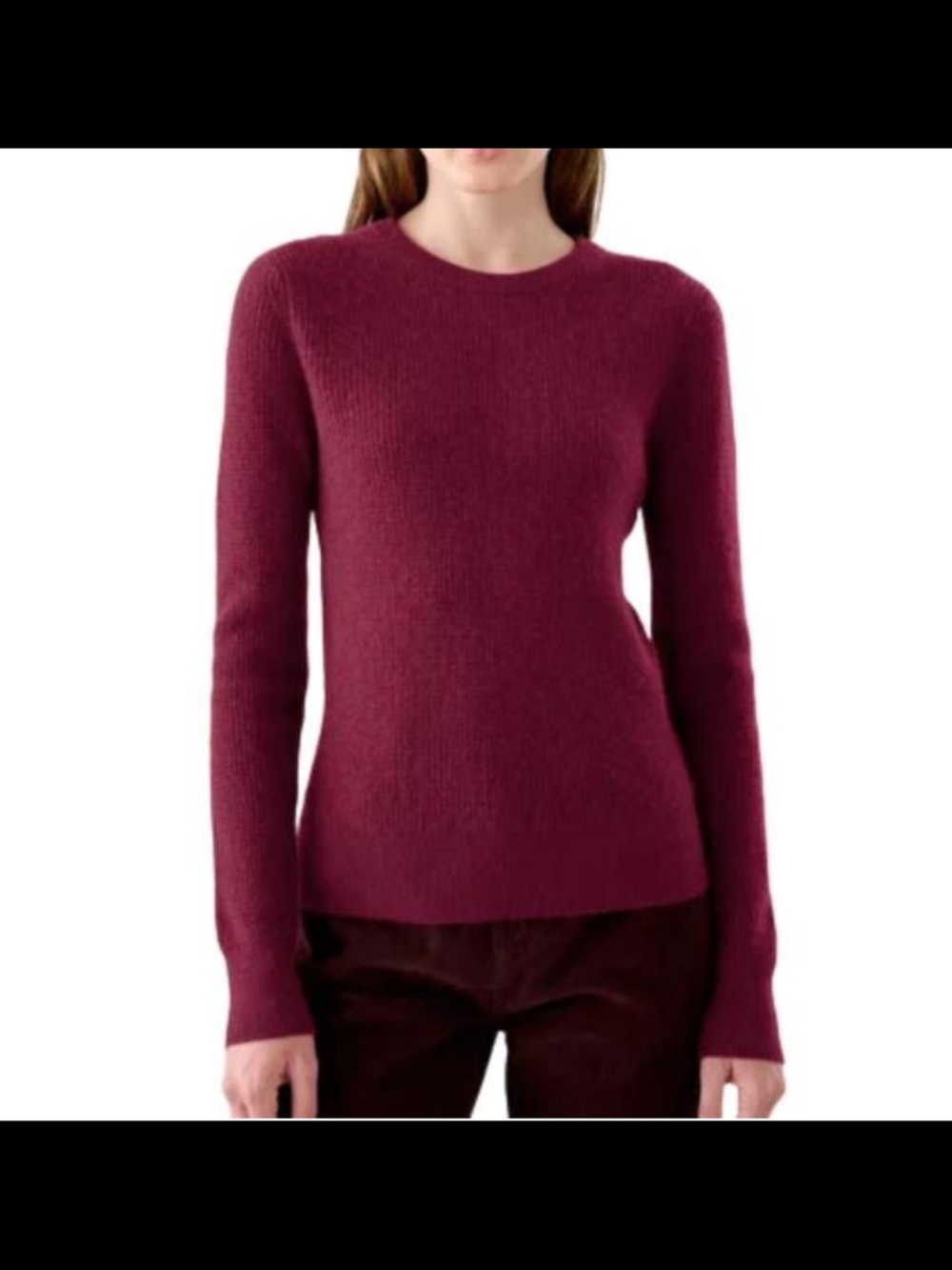 White + Warren Women's Crewneck Sweater - Wine 100% Cashmere.